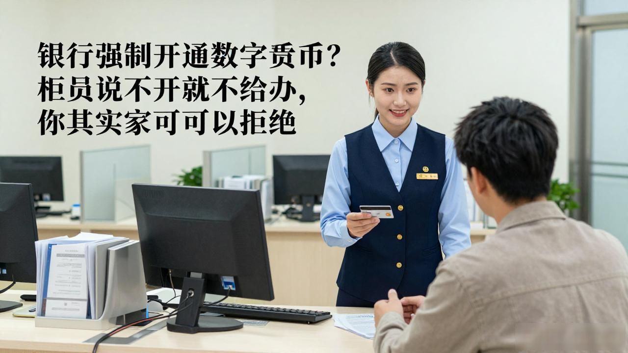 银行强制开通数字货币？柜员说不开就不给办，你其实完全可以拒绝